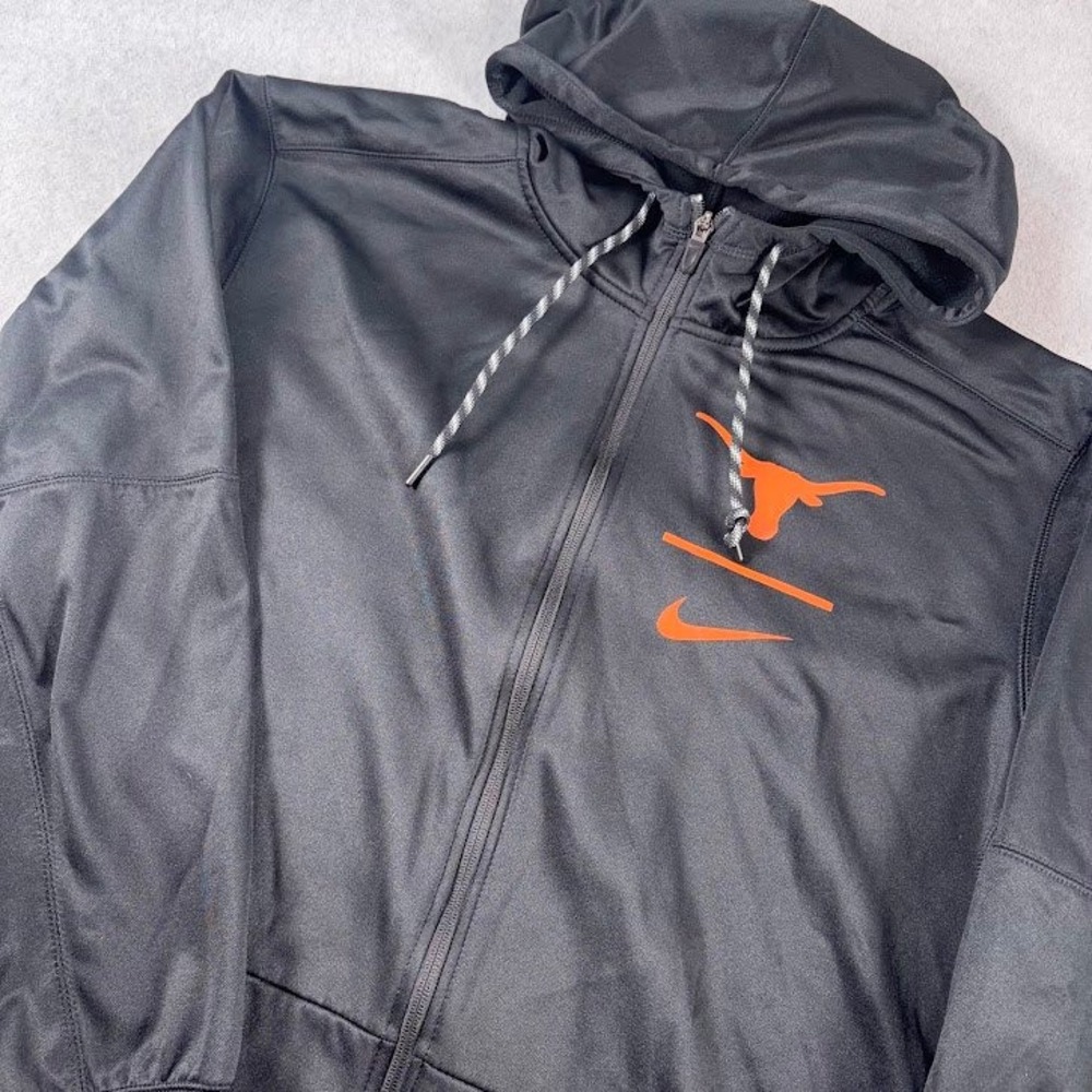 Nike Full Zip Hoodie Mens 2XL Black Solid Texas Longhorns Dri-FIT Activewear